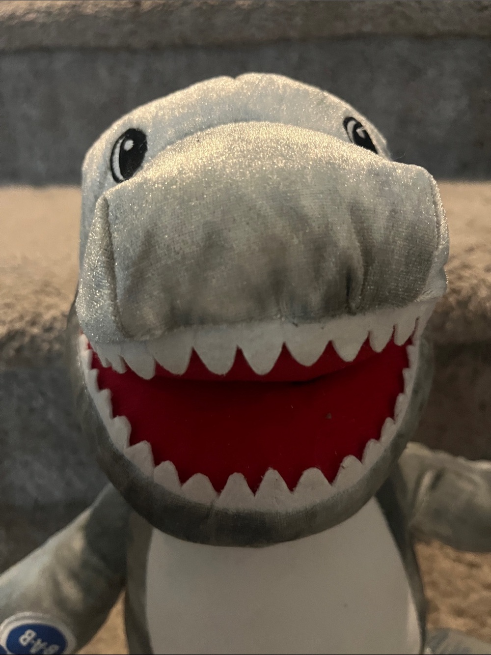 Build-A-Bear Grey Shark Plush with White Belly and Red Mouth - Picture 2 of 5